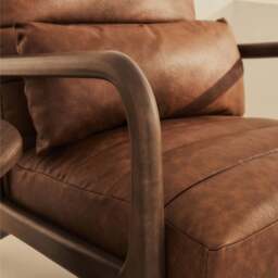 Hudson - Leather Accent Chair Windsor Tan Brown & Dark Wood - thumbnail 4