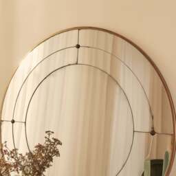 Teramo - Gold Antique Glass Round Metal Wall Mirror 90cm x 90cm - thumbnail 6
