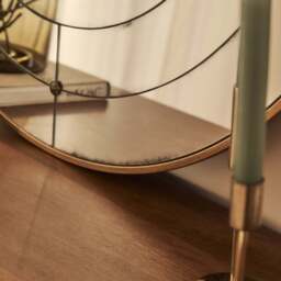 Teramo - Gold Antique Glass Round Metal Wall Mirror 90cm x 90cm - thumbnail 5