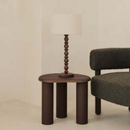 Ivy - Dark Wood Drum Shade Table Lamp - thumbnail 6