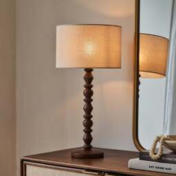 Ivy - Dark Wood Drum Shade Table Lamp - thumbnail 2