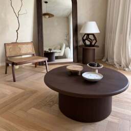 Madison - Large Dark Wood Round Wooden Coffee Table - thumbnail 3