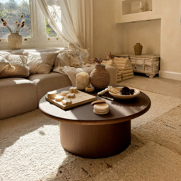 Madison - Large Dark Wood Round Wooden Coffee Table - thumbnail 2