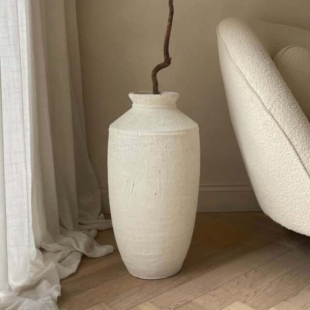 Toledo - Large White Textured Terracotta Vase - image 1