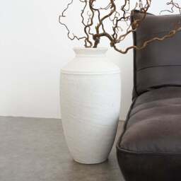 Toledo - Large White Textured Terracotta Vase - thumbnail 6