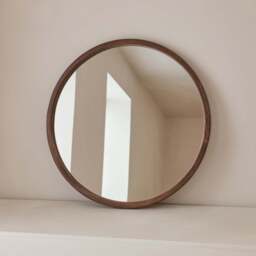 Arden - Dark Wood Round Wooden Wall Mirror 70cm x 70cm - thumbnail 2