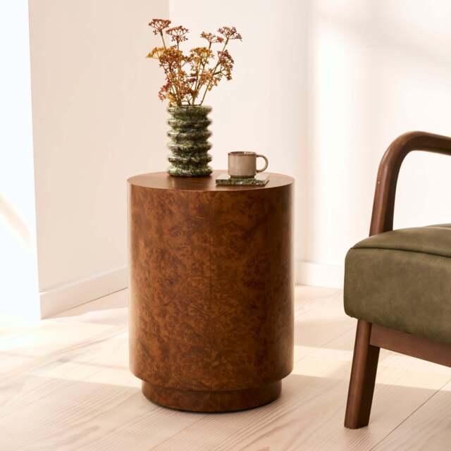 Arbour - Gold Burl Wood Premium Round Side Table - image 1