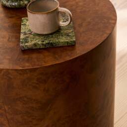 Arbour - Gold Burl Wood Premium Round Side Table - thumbnail 6