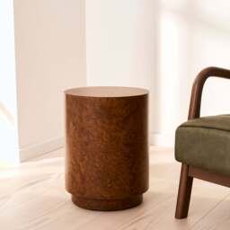 Arbour - Gold Burl Wood Premium Round Side Table - thumbnail 2
