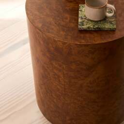 Arbour - Gold Burl Wood Premium Round Side Table - thumbnail 4