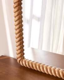 Cordelia - Light Wood Rope Twist Rectangular Wall Mirror 100cm x 70cm - thumbnail 5