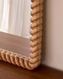 Cordelia - Light Wood Rope Twist Rectangular Wall Mirror 100cm x 70cm - thumbnail 2