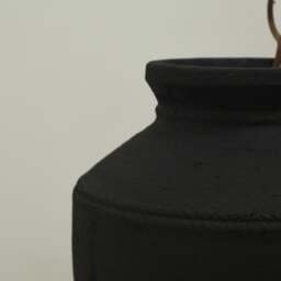 Toledo - Small Black Textured Terracotta Vase - thumbnail 2