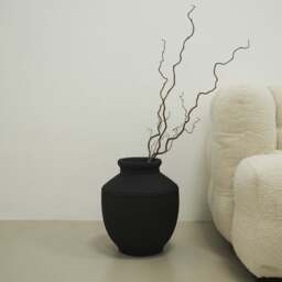 Toledo - Small Black Textured Terracotta Vase