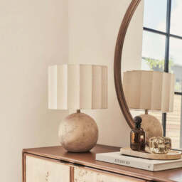 Caia - Travertine Scallop Shade Table Lamp