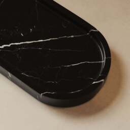 Travara - Black Marble Oval Decorative Tray - thumbnail 2