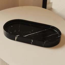 Travara - Black Marble Oval Decorative Tray - thumbnail 1