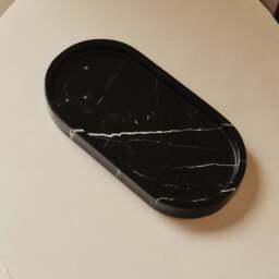 Travara - Black Marble Oval Decorative Tray - thumbnail 3