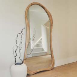 Arcurva - Large Full Length Light Wood Irregular Mirror 170cm x 85cm - thumbnail 2