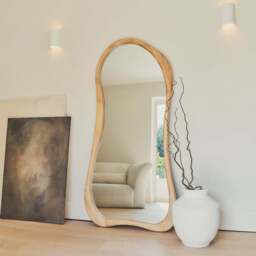 Arcurva - Large Full Length Light Wood Irregular Mirror 170cm x 85cm - thumbnail 4