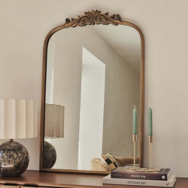 Amelia - Gold Arched Metal Portrait Mirror 100cm x 64cm - image 1