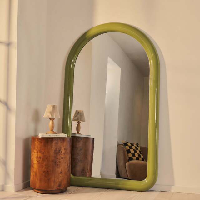 Obsidian - Full Length Arched Olive Gloss Extra Large Mirror 200cm x 120cm - image 1
