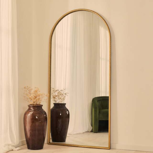 Corra - Gold Full Length Arched Rope Twist Mirror 190cm x 90cm - image 1