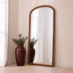 Cordelia - Warm Wood Rope Twist Full Length Arched Mirror 170cm x 80cm