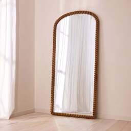 Cordelia - Warm Wood Rope Twist Full Length Arched Mirror 170cm x 80cm - thumbnail 3