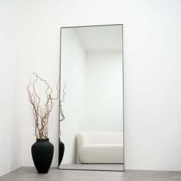 Theo - Full Length Black Rectangular Large Metal Mirror 179cm x 80cm - thumbnail 4