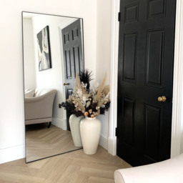 Theo - Full Length Black Rectangular Large Metal Mirror 179cm x 80cm - thumbnail 1