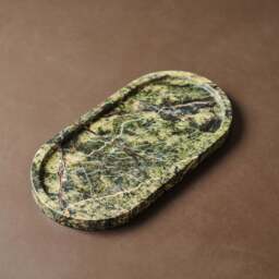 Travara - Green Marble Oval Decorative Tray - thumbnail 1