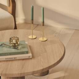 Alina - Washed Wood Round Large Wooden Coffee Table - thumbnail 6