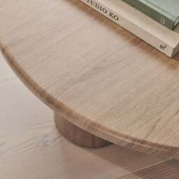 Alina - Washed Wood Round Large Wooden Coffee Table - thumbnail 3