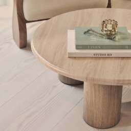 Alina - Washed Wood Round Large Wooden Coffee Table - thumbnail 6