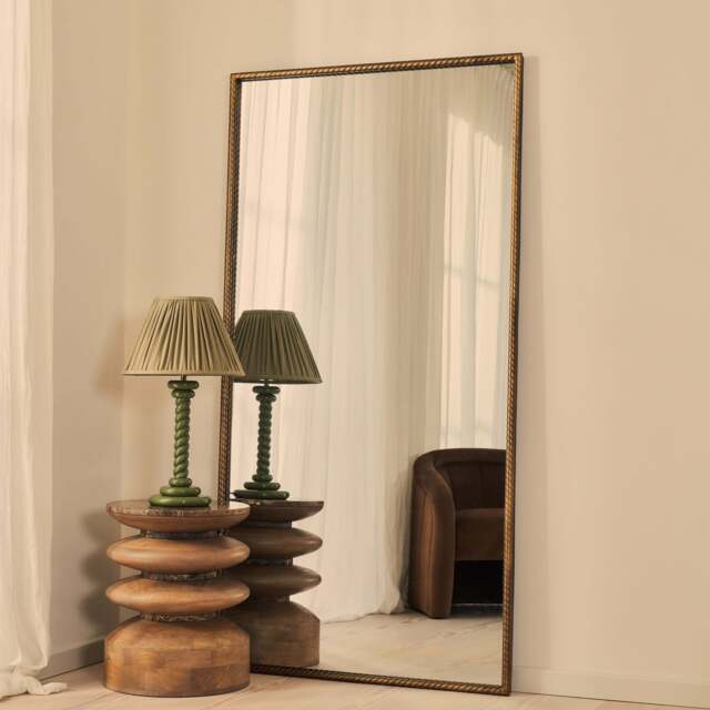 Corra - Antique Bronze Full Length Rectangular Rope Twist Mirror 180cm x 90cm - image 1