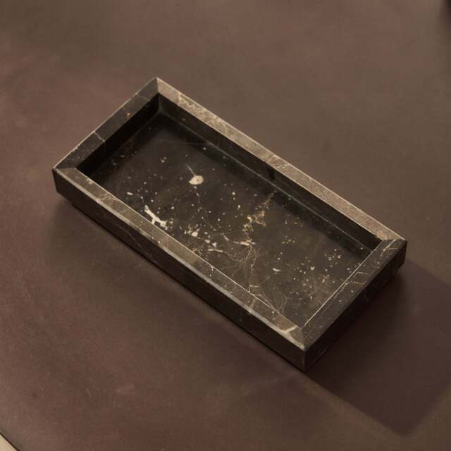 Travara - Dark Emperador Marble Rectangular Decorative Tray - image 1