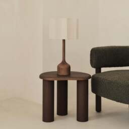 Esme - Dark Wood Inverted Scallop Shade Table Lamp - thumbnail 6