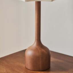 Esme - Dark Wood Inverted Scallop Shade Table Lamp - thumbnail 3