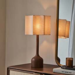 Esme - Dark Wood Inverted Scallop Shade Table Lamp - thumbnail 2