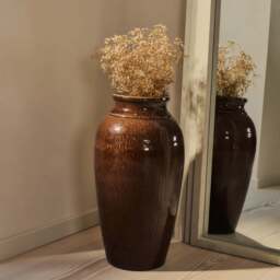 Cadira - Large Chocolate Gloss Ceramic Vase - thumbnail 2