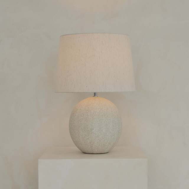 Corsica - Large Stone Ceramic Drum Shade Table Lamp - image 1
