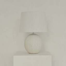 Corsica - Large Stone Ceramic Drum Shade Table Lamp - thumbnail 2