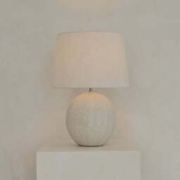 Corsica - Large Stone Ceramic Drum Shade Table Lamp - thumbnail 1