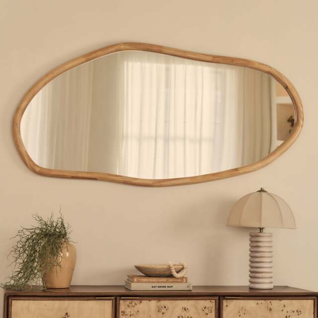 Aaliyah - Light Wood Irregular Wall Mirror 150cm x 75cm - image 1