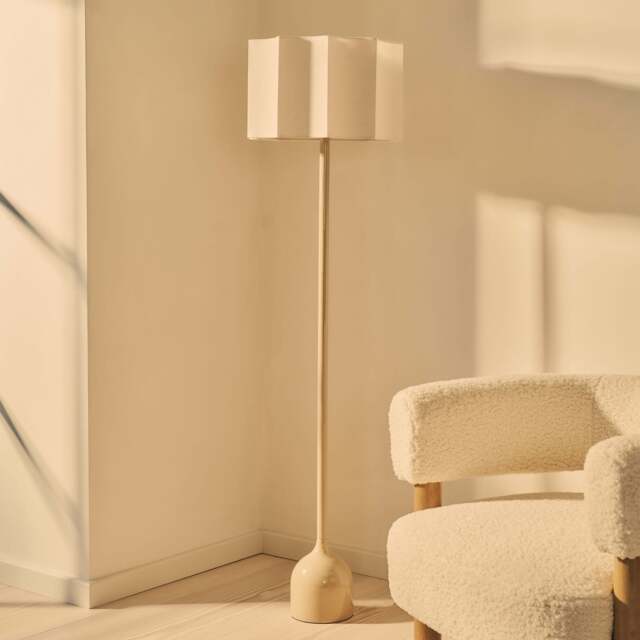 Esme - Beige Gloss Inverted Scallop Shade Floor Lamp - image 1