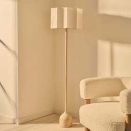 Esme - Beige Gloss Inverted Scallop Shade Floor Lamp