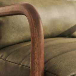 Hudson - Leather Accent Chair Olive & Dark Wood - thumbnail 5