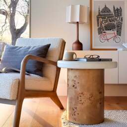 Aegean - Natural Burl Wood & Concrete Irregular Side Table - thumbnail 3