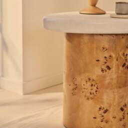 Aegean - Natural Burl Wood & Concrete Irregular Side Table - thumbnail 6